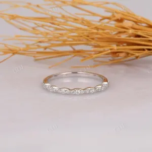 0.16ctw Marquise Shaped Art Deco Stacking Wedding Band