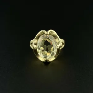 10K Gold Green Spinel Art Deco Statement Ring, Sz 5