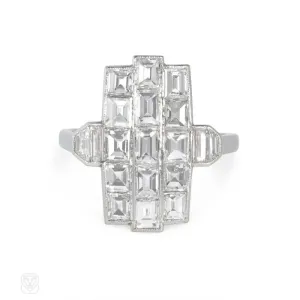 Art Deco vertical diamond plaque ring.