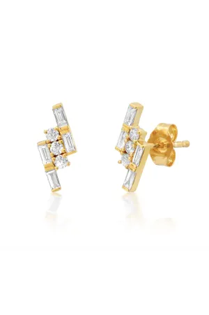 Diamond Triple Row Studs