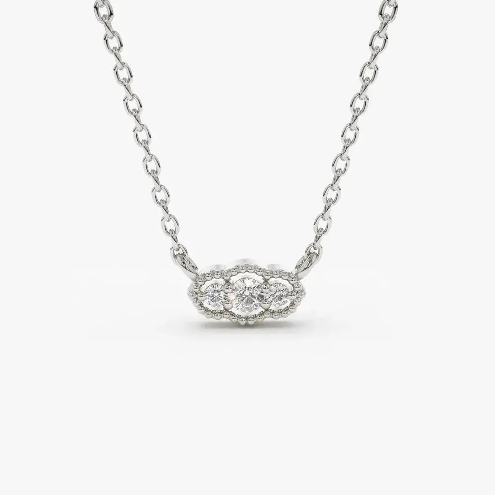 0.12CTW Trio Diamond Art Deco Necklace