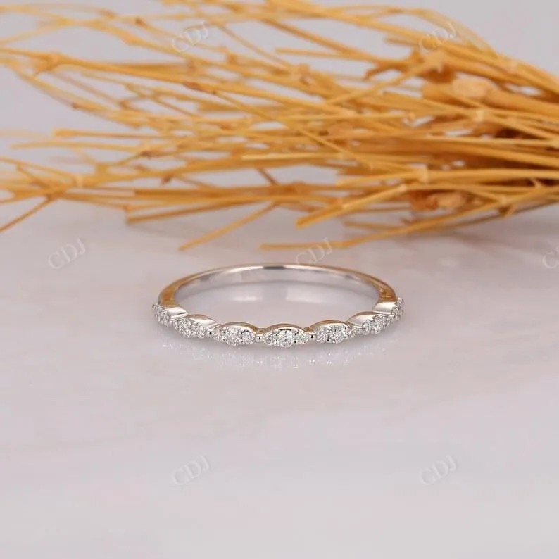 0.16ctw Marquise Shaped Art Deco Stacking Wedding Band