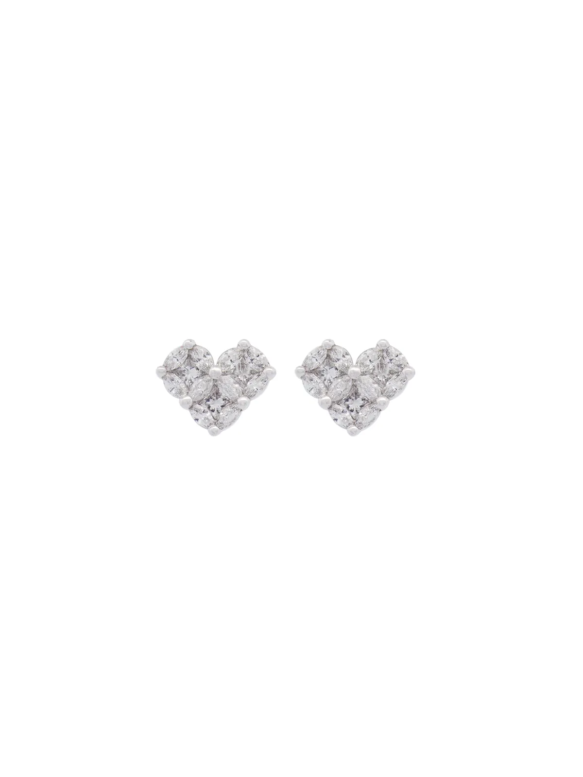 0.97ct Diamond 18K Gold Cluster Heart Earrings