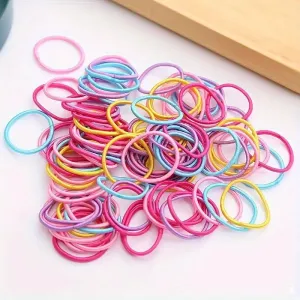 100-Pieces: High Elastic Leather Hair Rope Ponytail Bands - Seamless