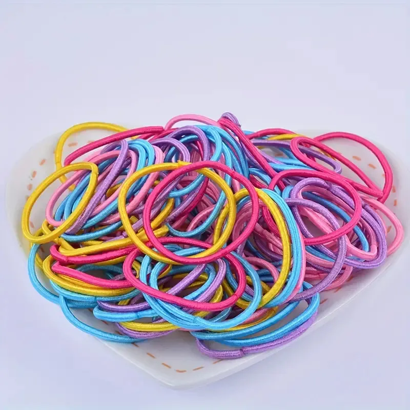 100-Pieces: High Elastic Leather Hair Rope Ponytail Bands - Seamless