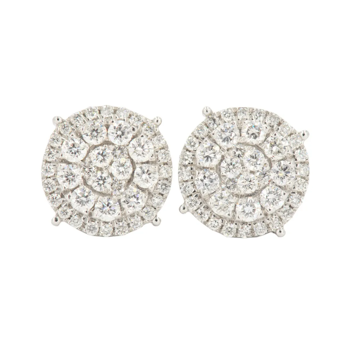 1.00CTW DIAMOND ROUND CLUSTER EARRINGS WITH HALO