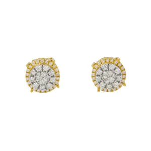 10K GOLD ROUND DIAMOND CLUSTER CIRCLE SHAPE EARRINGS 0.70 CTW