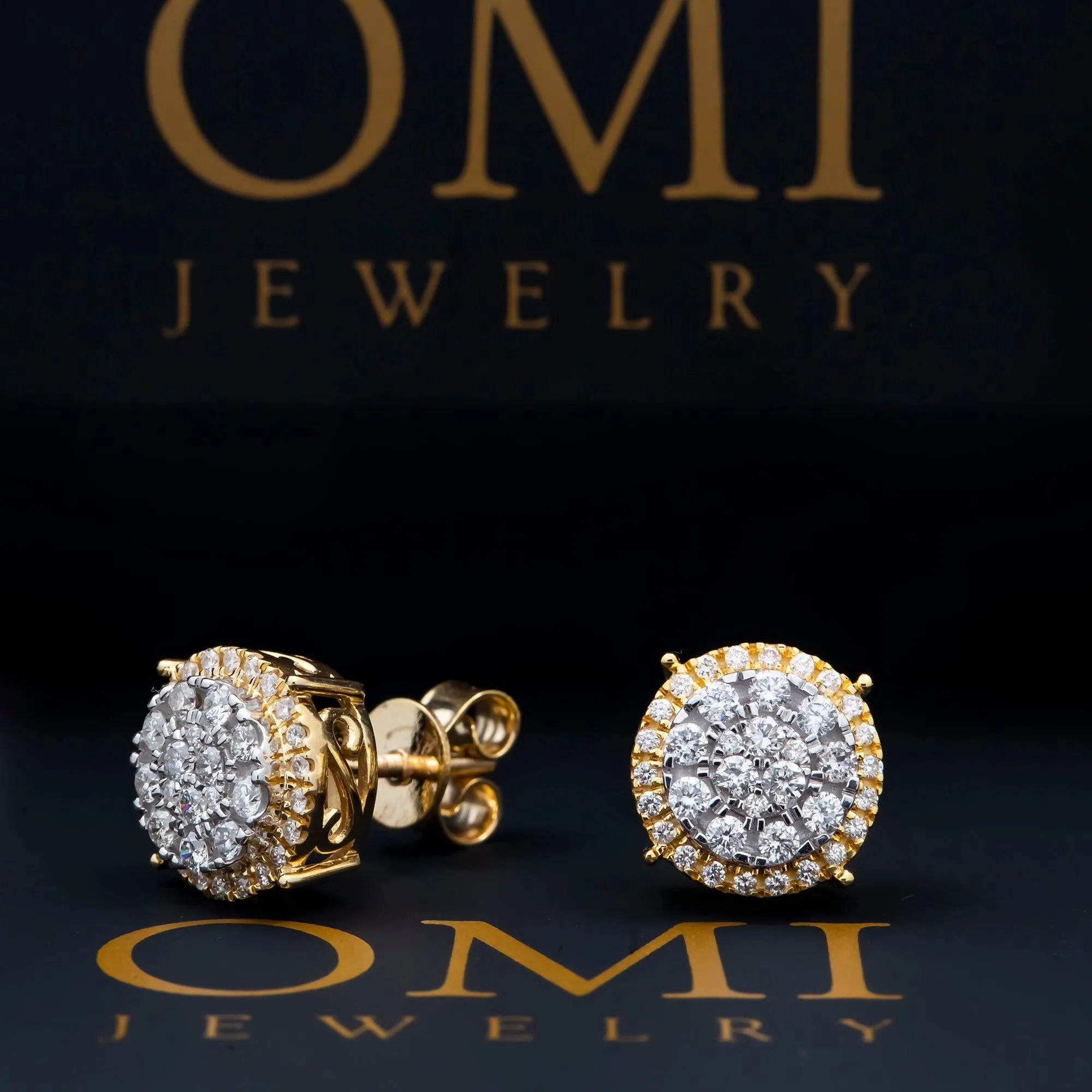 10K GOLD ROUND DIAMOND CLUSTER EARRINGS 0.72 CTW