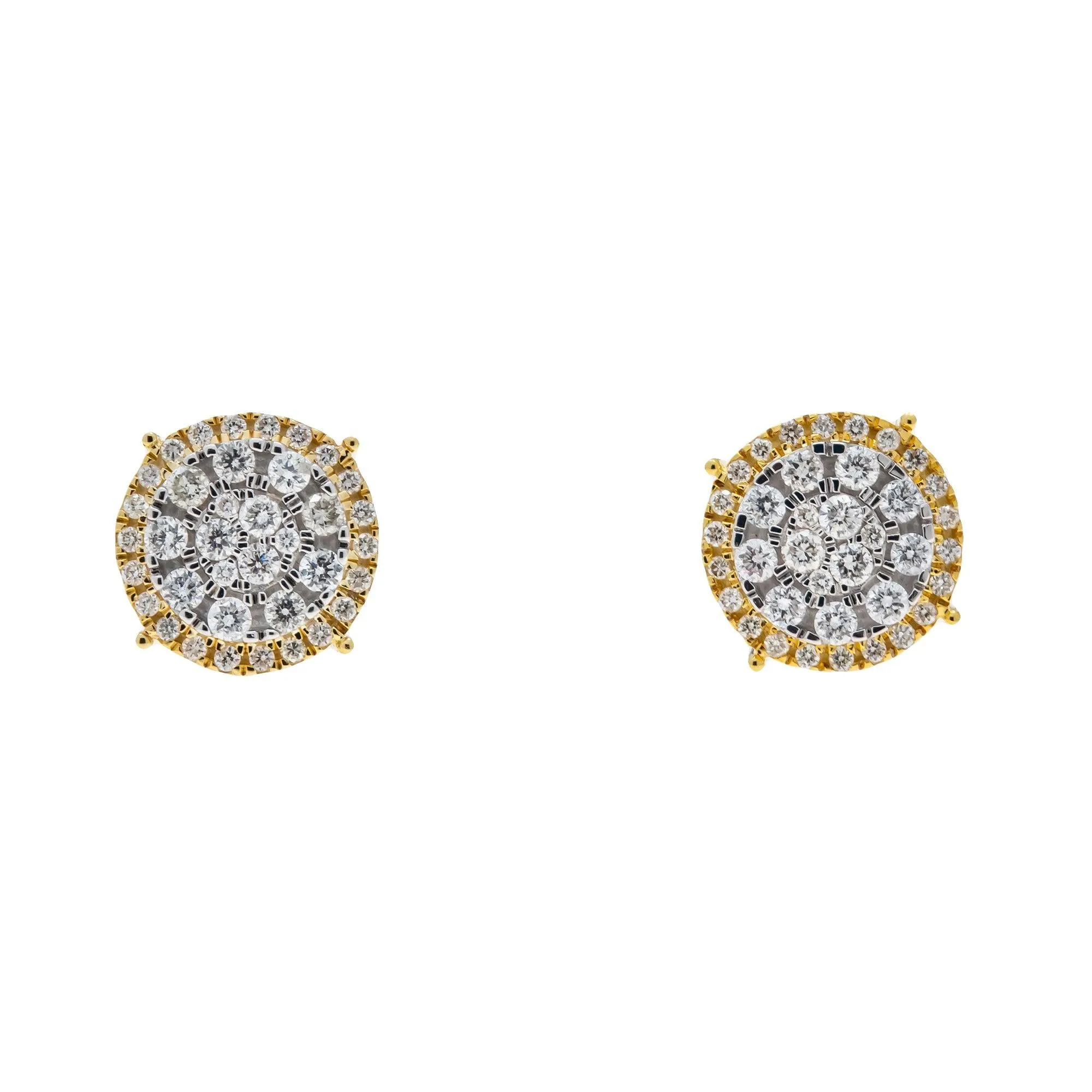 10K GOLD ROUND DIAMOND CLUSTER EARRINGS 0.72 CTW