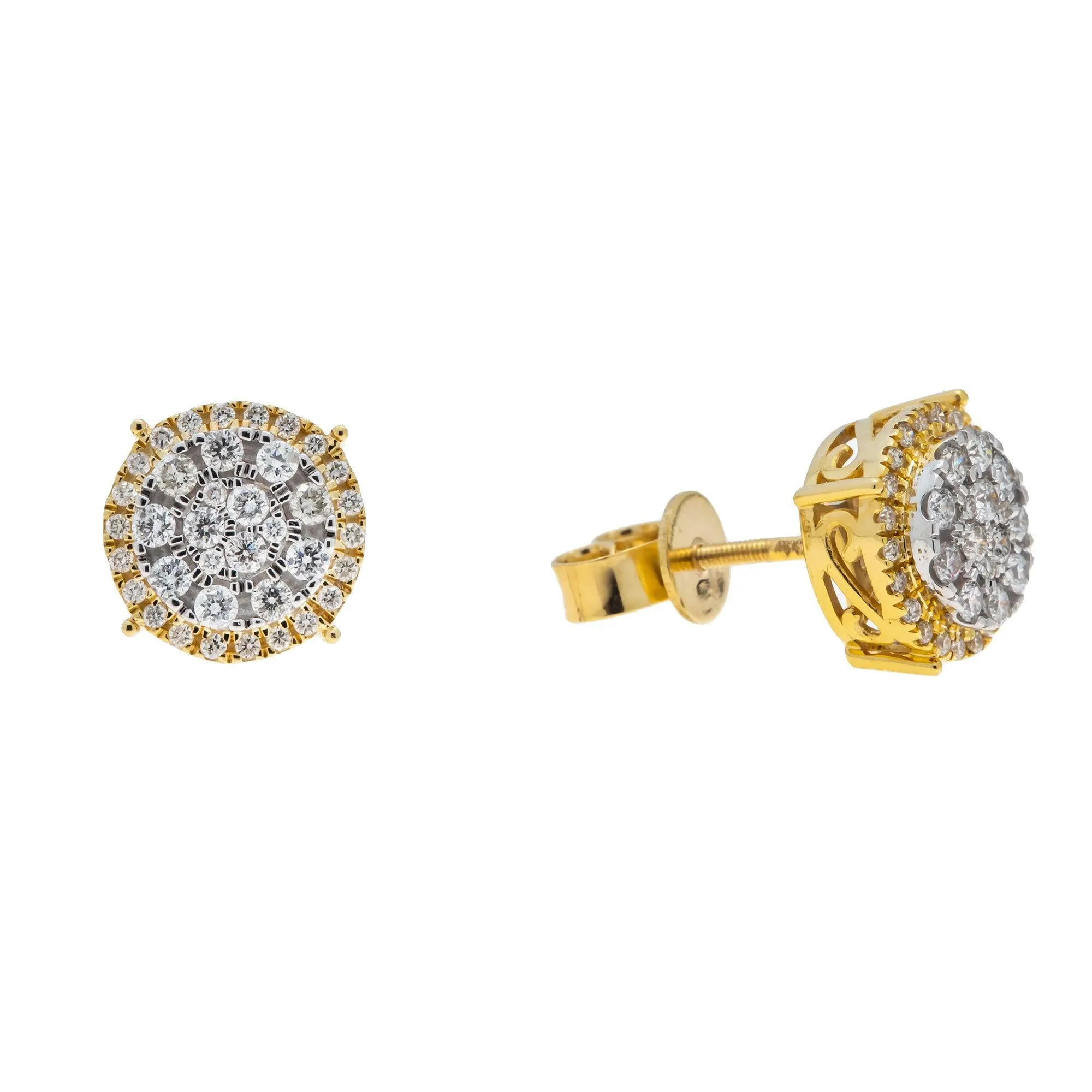 10K GOLD ROUND DIAMOND CLUSTER EARRINGS 0.72 CTW