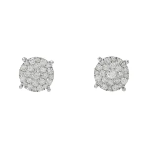 10K GOLD ROUND DIAMOND CLUSTER EARRINGS 0.93 CTW