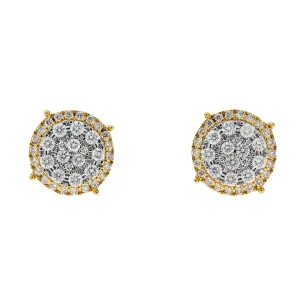 10K GOLD ROUND DIAMOND CLUSTER EARRINGS 1.19 CTW