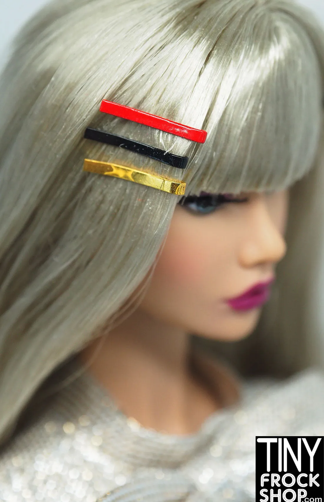 11mm Metal 12" Fashion Doll Barrette Hair Clips - Set of 2