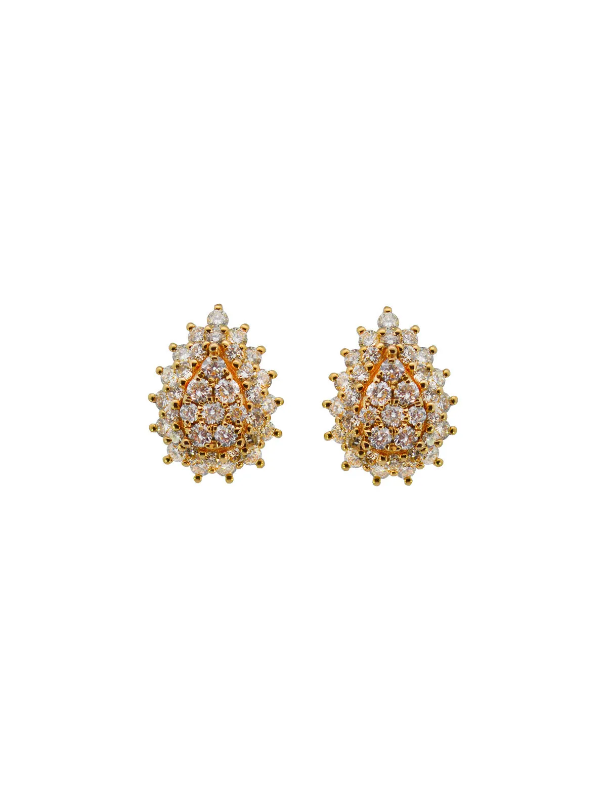 1.30ct Diamond 18K Gold Pear Pave Stud Earrings