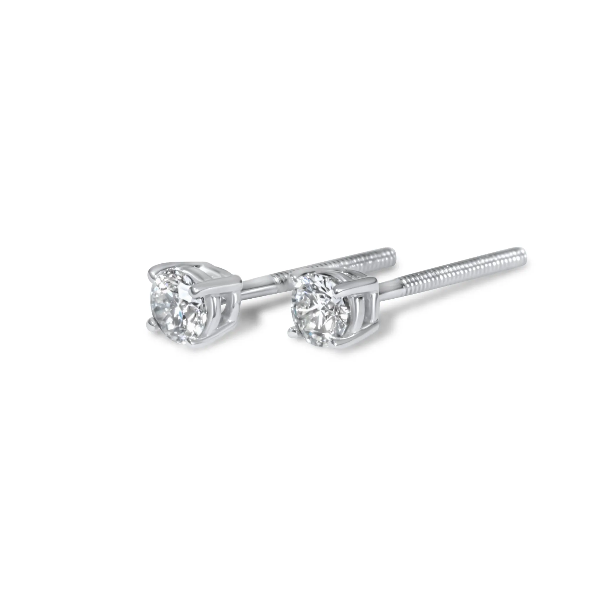 14k 15pt White Gold Round Stud Earrings 0.31 ctw