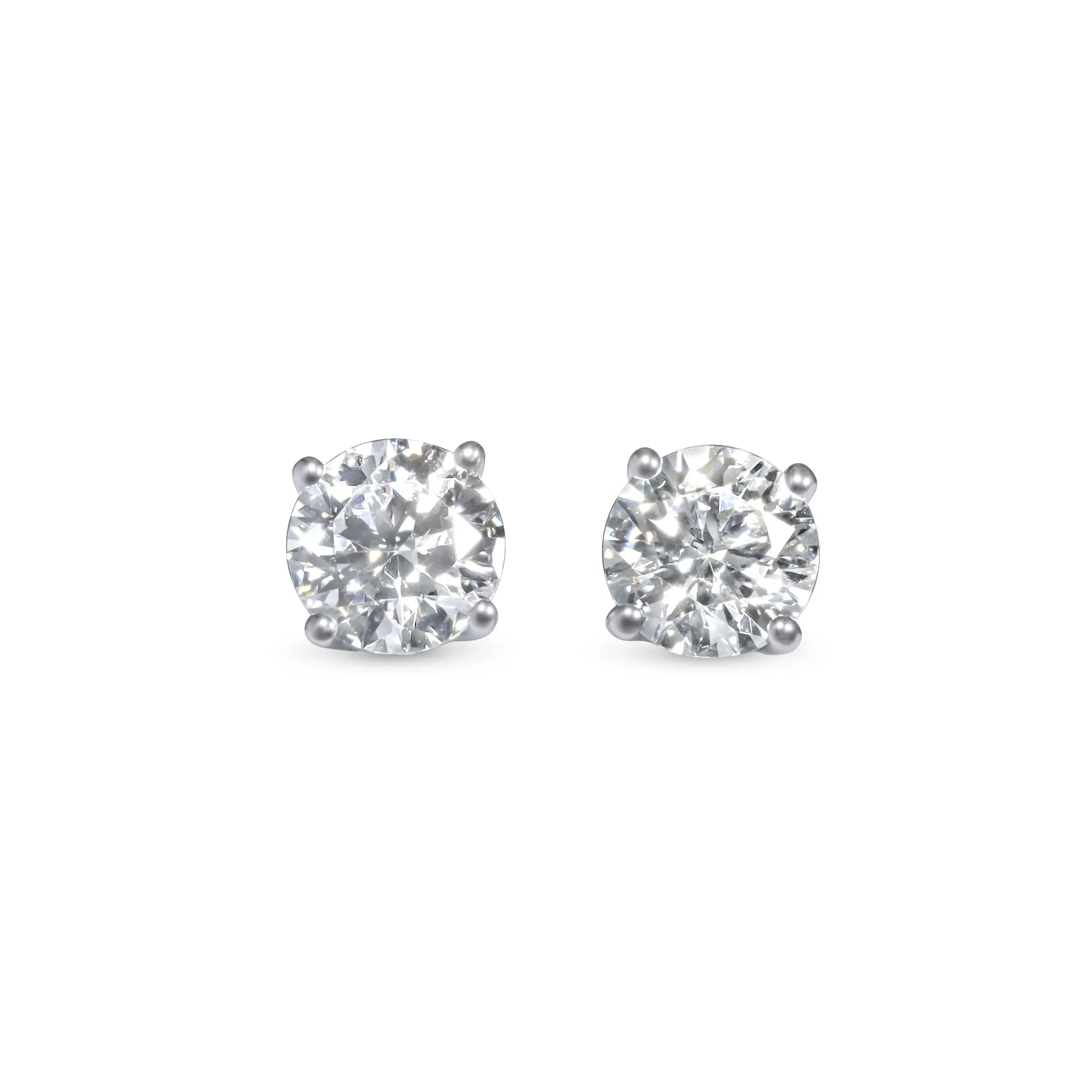 14k 35pt White Gold Round Stud Earrings 0.74 ctw