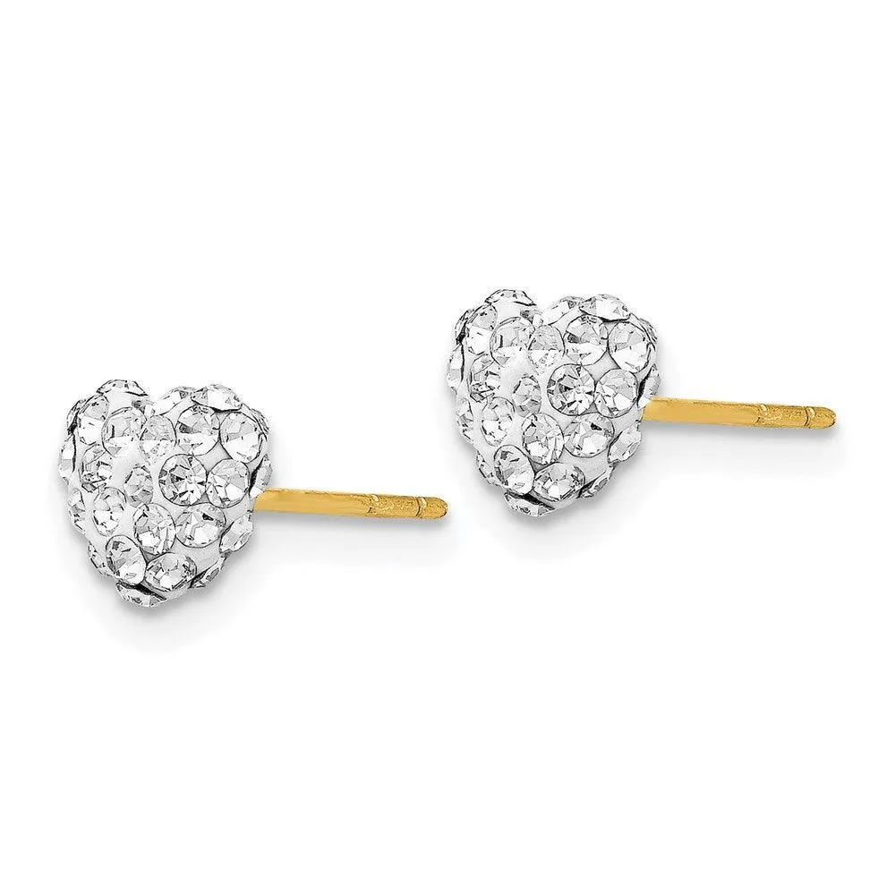 14k Crystal 6mm Heart Post Earrings