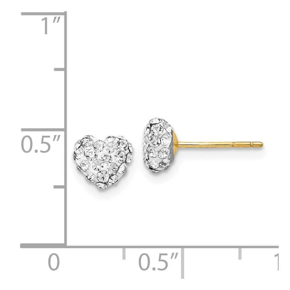 14k Crystal 6mm Heart Post Earrings