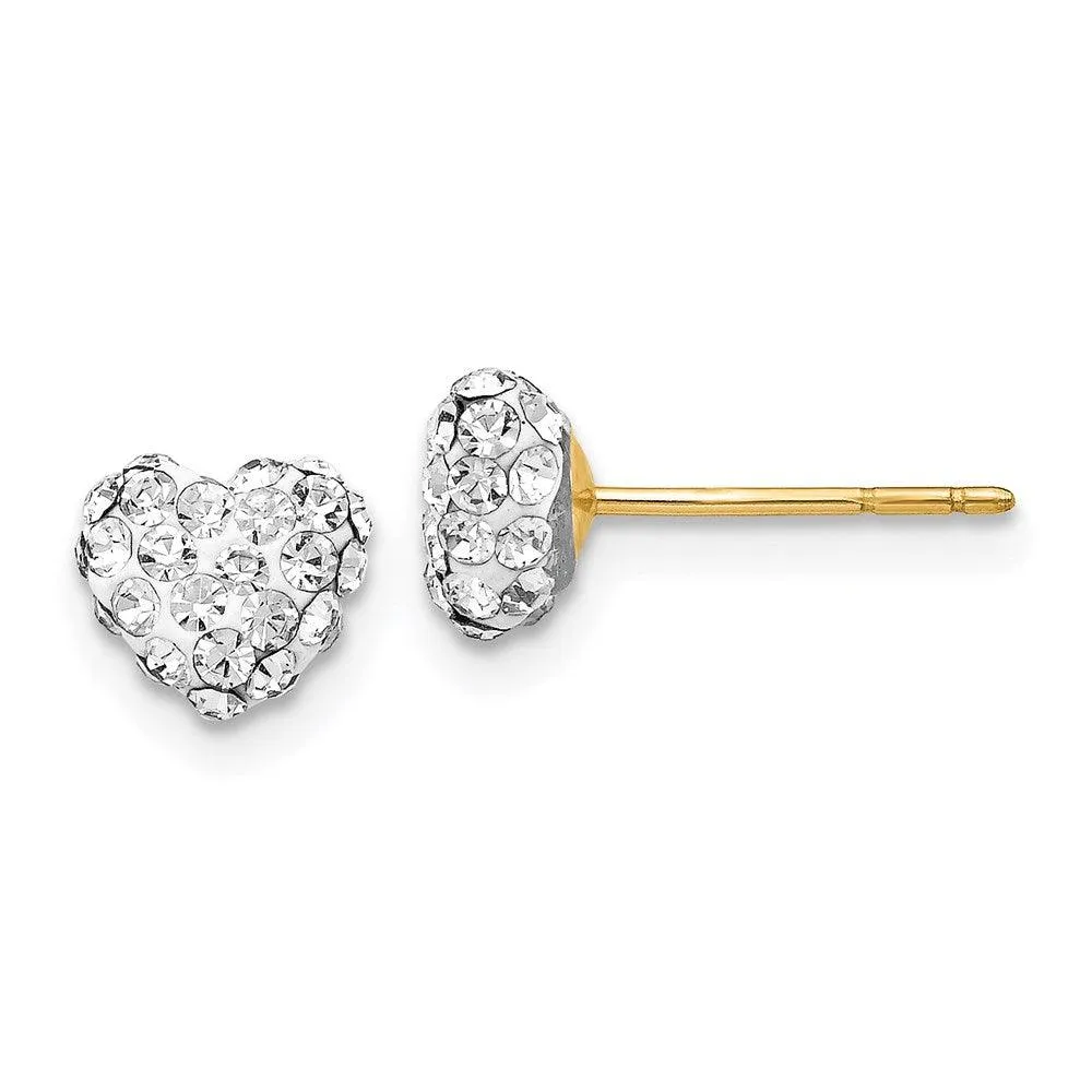 14k Crystal 6mm Heart Post Earrings