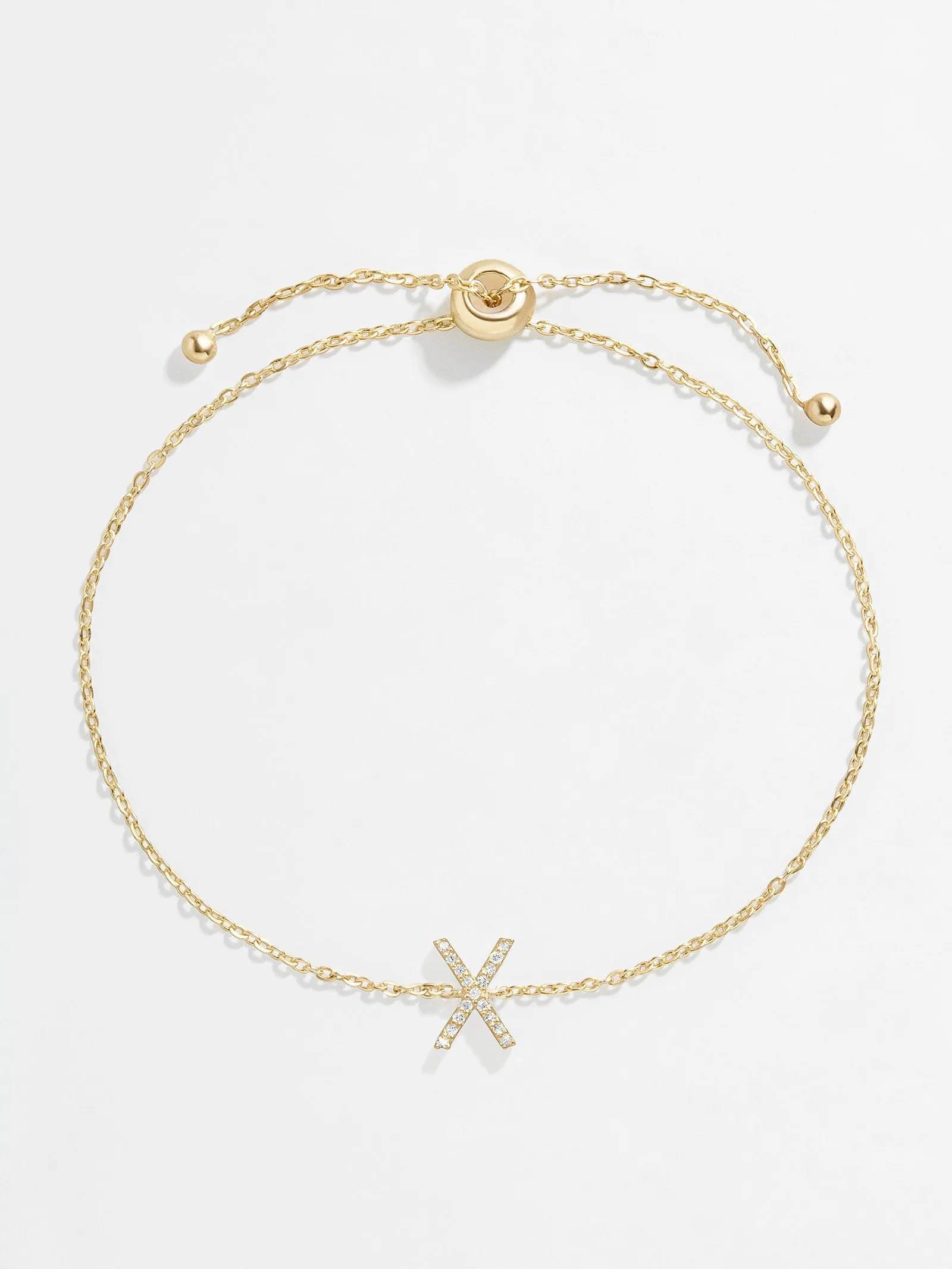 14K Gold & Diamond Initial Bracelet - Clear/Gold