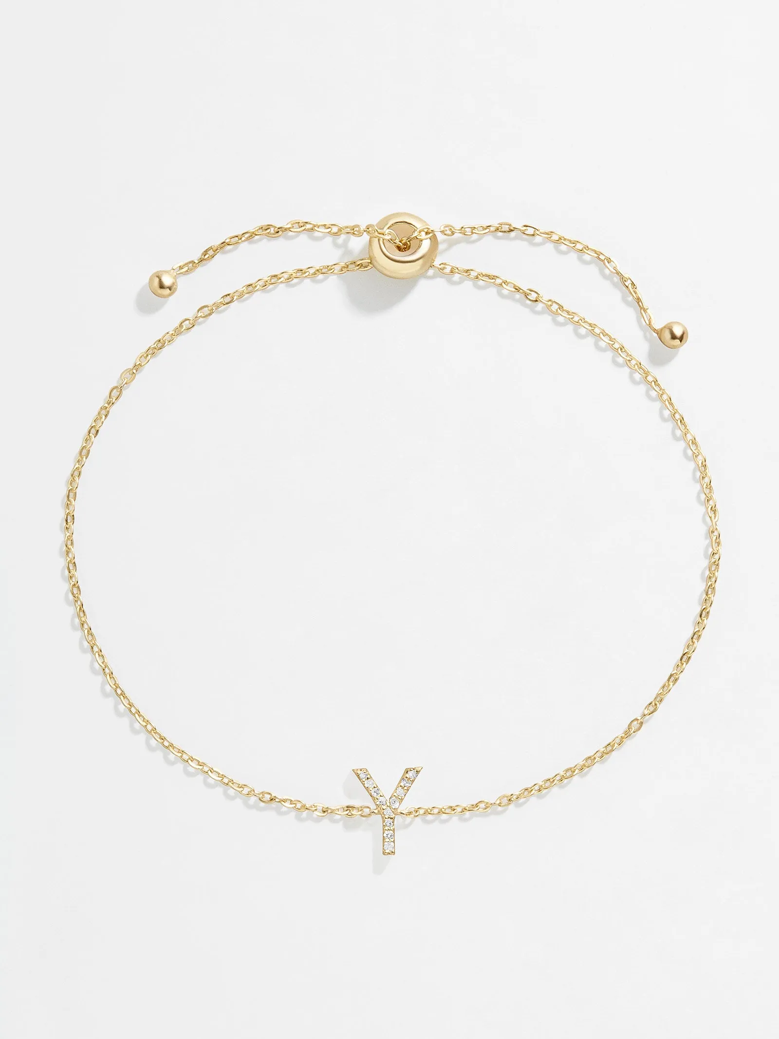 14K Gold & Diamond Initial Bracelet - Clear/Gold