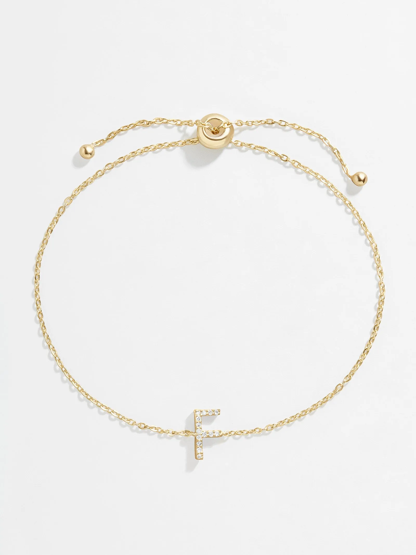 14K Gold & Diamond Initial Bracelet - Clear/Gold