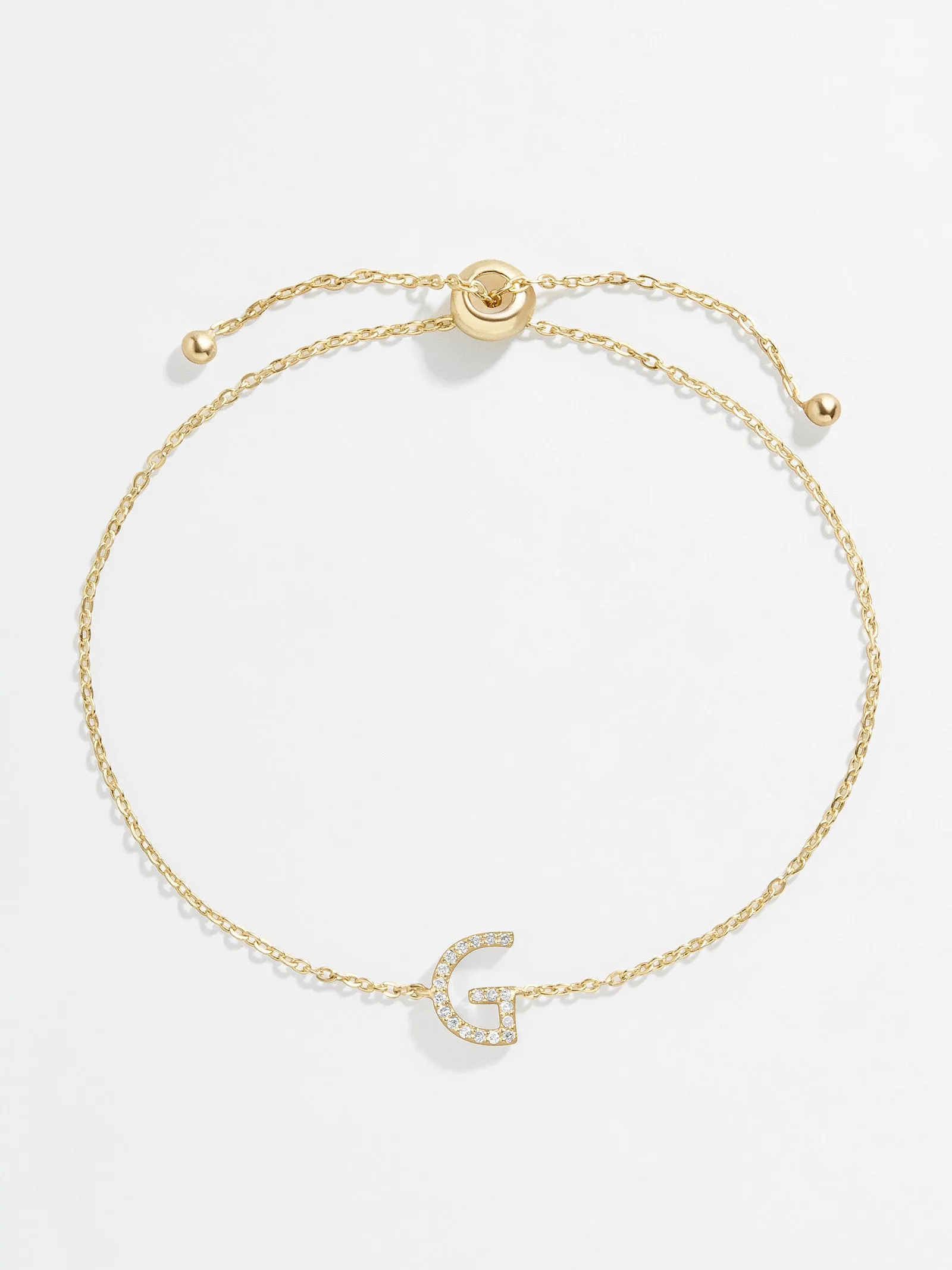 14K Gold & Diamond Initial Bracelet - Clear/Gold