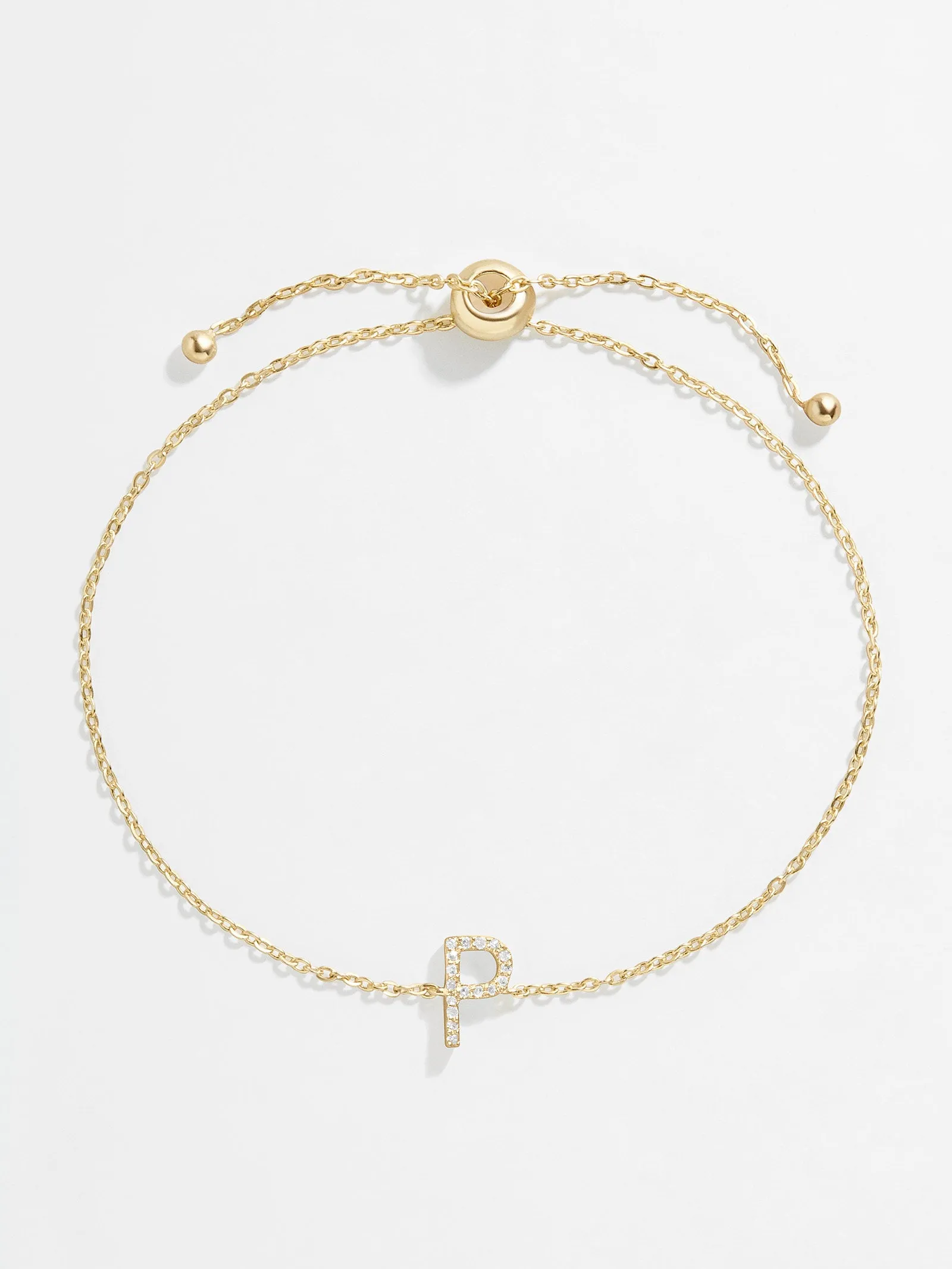 14K Gold & Diamond Initial Bracelet - Clear/Gold