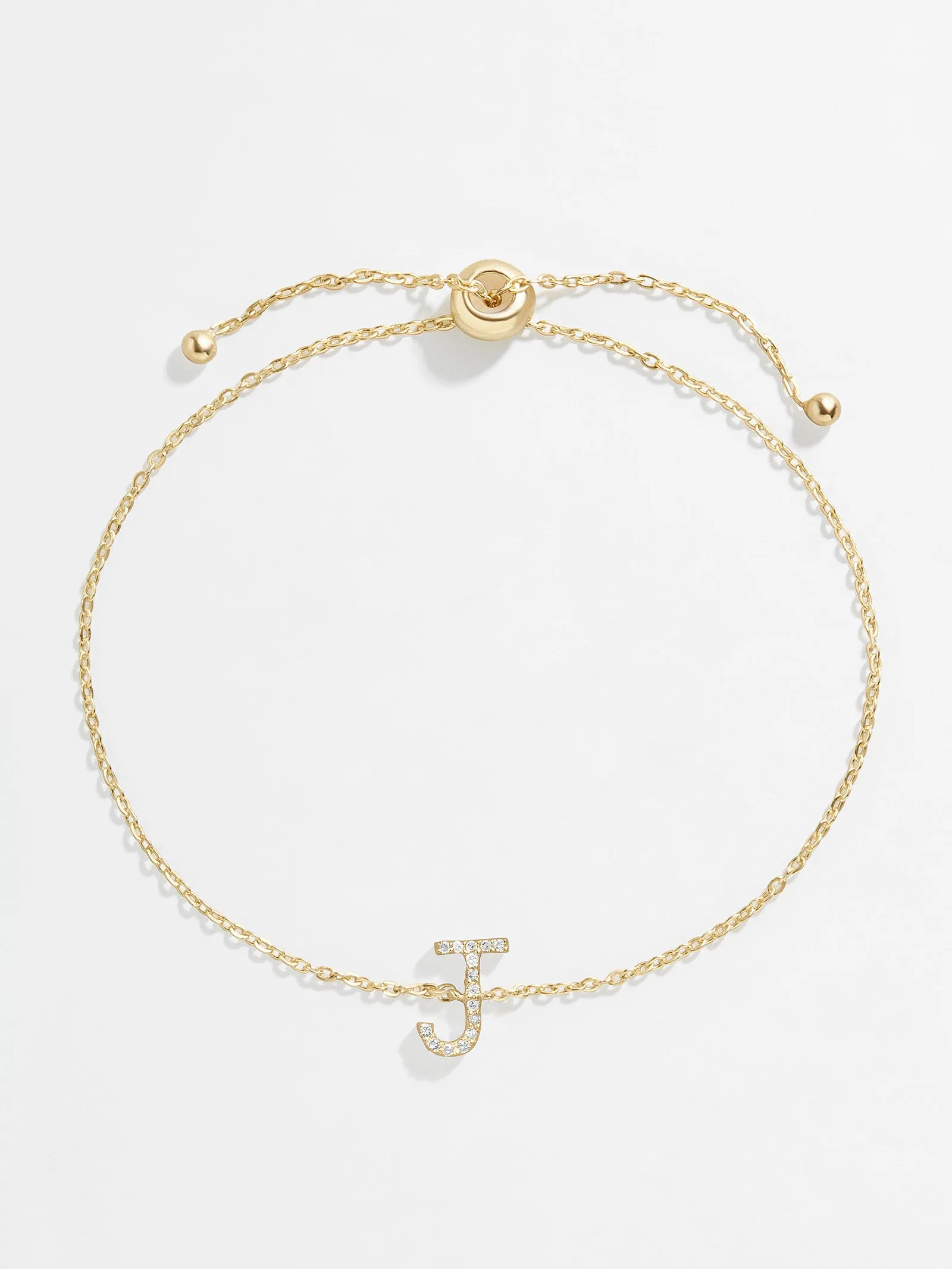 14K Gold & Diamond Initial Bracelet - Clear/Gold