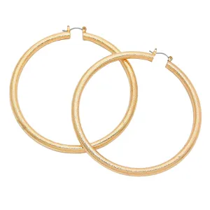 14K Gold Filled Metal Hoop Pin Catch Earrings