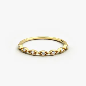 14k Gold Petite Art Deco Wedding Band