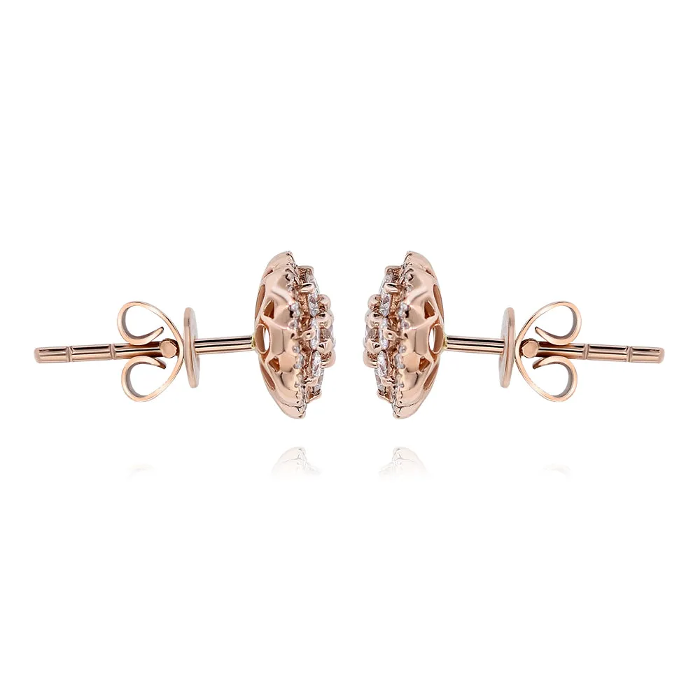 14k Rose Gold Diamond Cluster Earrings 0.52ctw