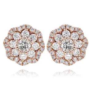 14k Rose Gold Diamond Cluster Earrings 0.52ctw