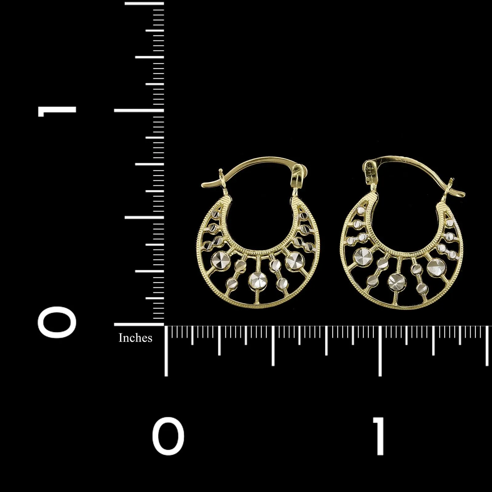 14K Two-tone Gold Estate Hoop Earrings