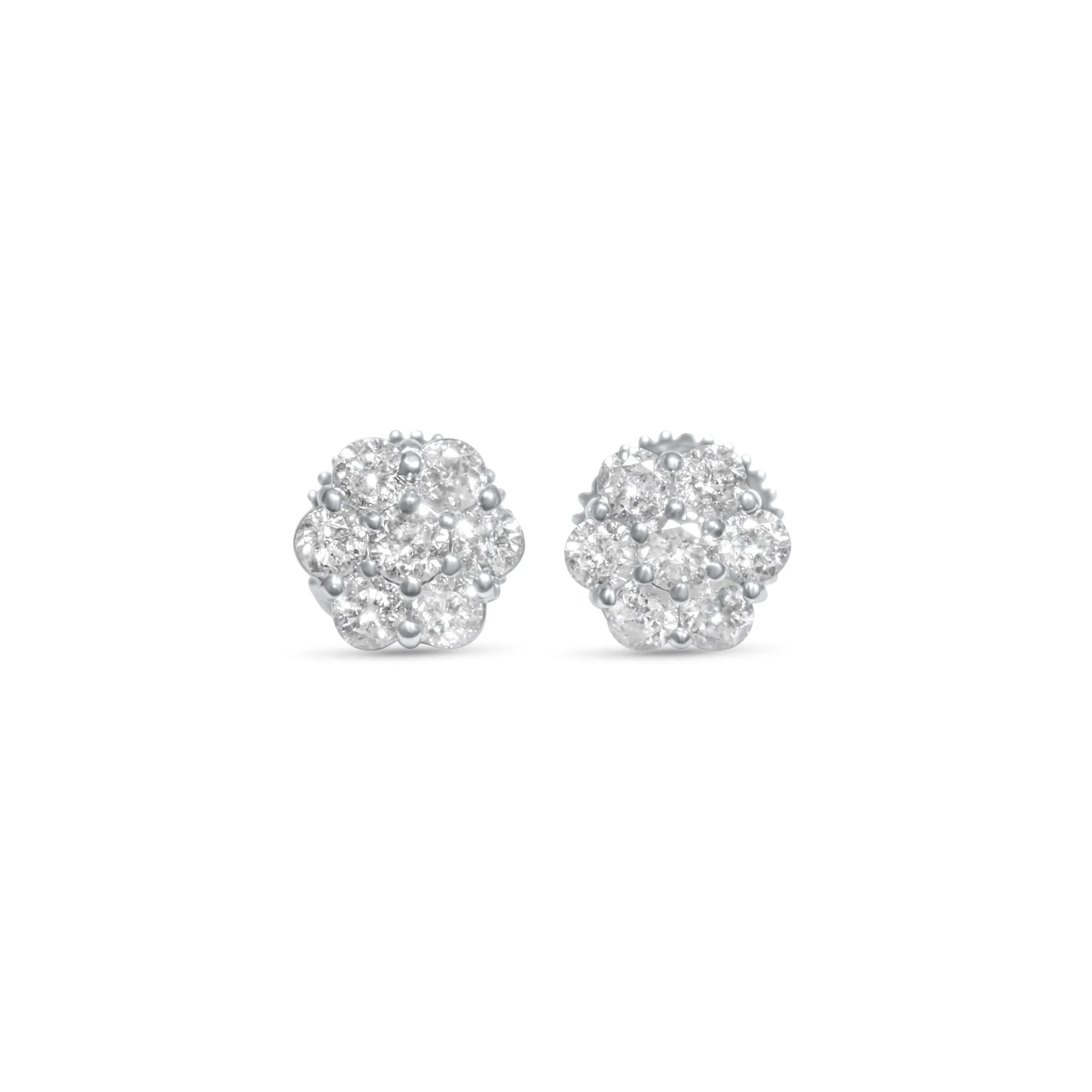 14K White Gold Cluster Earrings 0.58 ctw