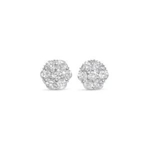 14K White Gold Cluster Earrings 0.58 ctw