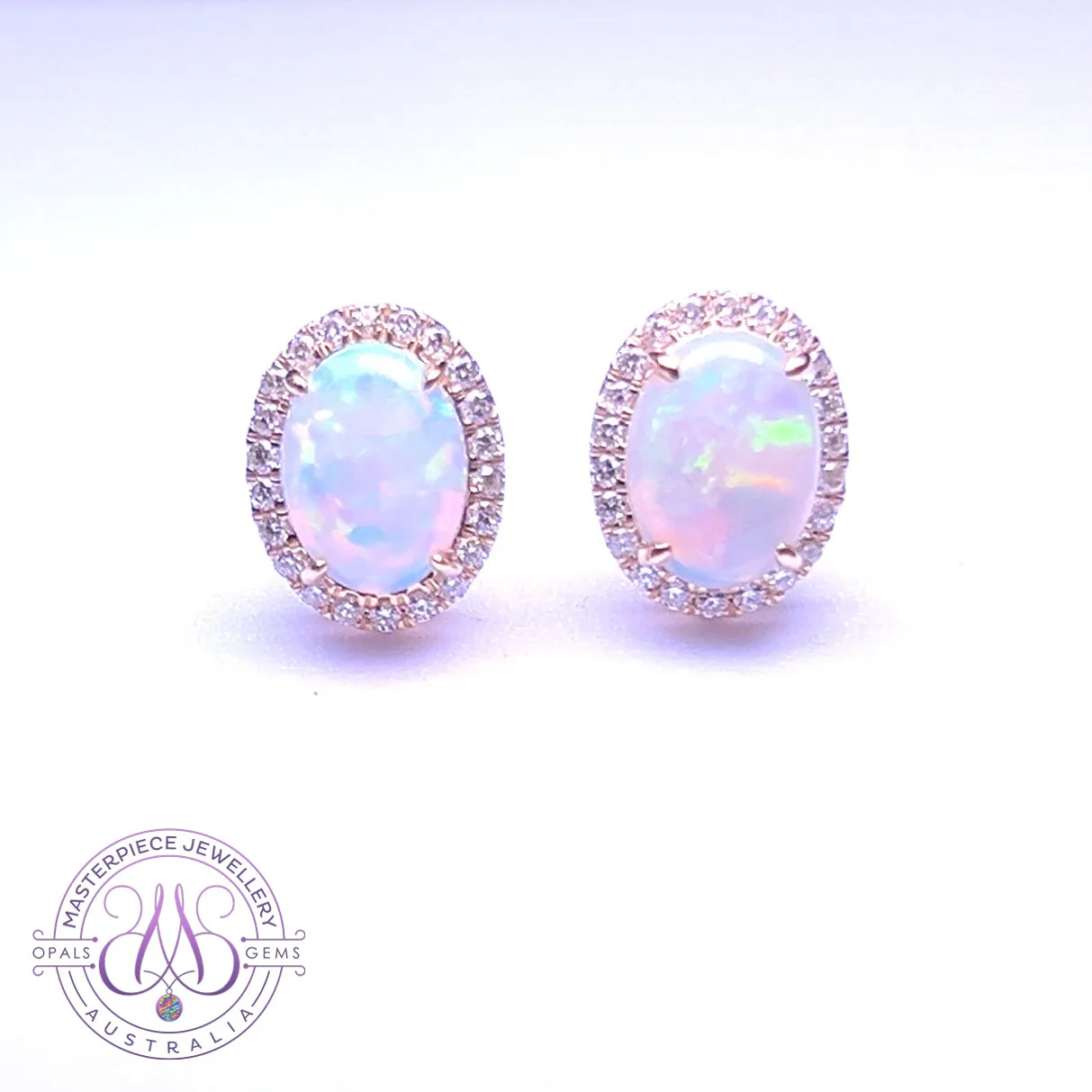 14kt Yellow Gold Light Opal cluster earrings