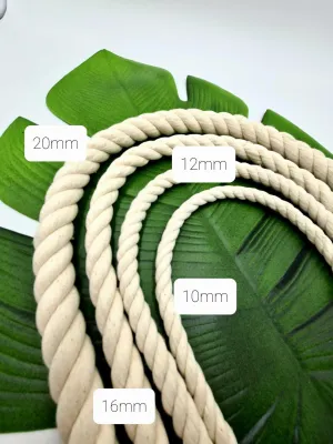 16mm Macrame Rope Macrame Natural Cotton Rope |  3 ply Twisted Rope