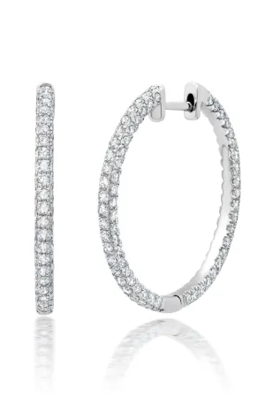 1" Diamond 3 Sided Hoop Earrings