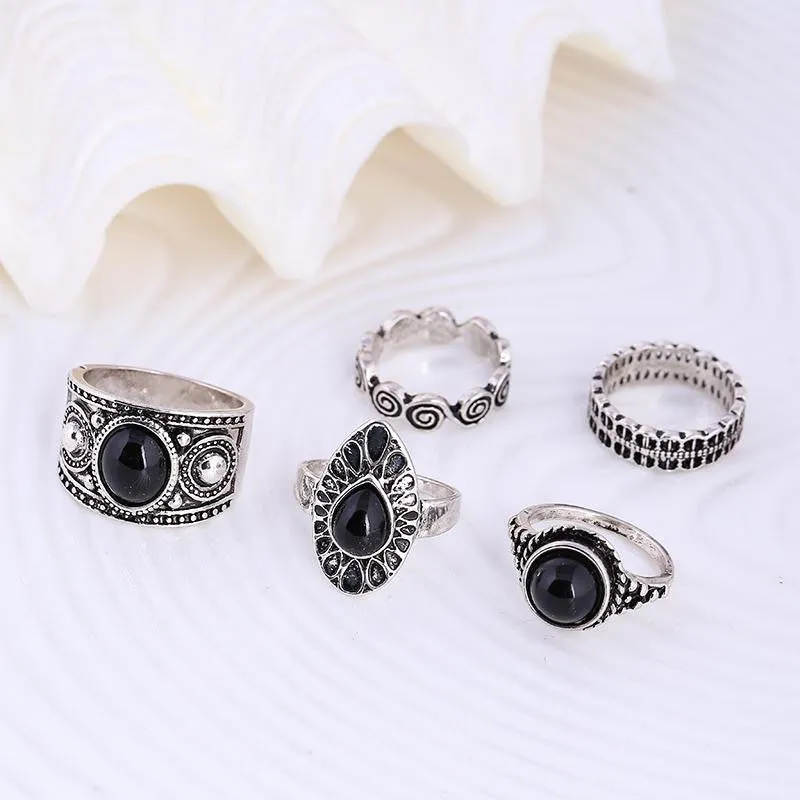 5 PCS Antique Alloy Turkish Vintage Ring for Women