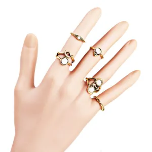 5 Pcs/set Boho White Stone Knuckle Ring Set for Women