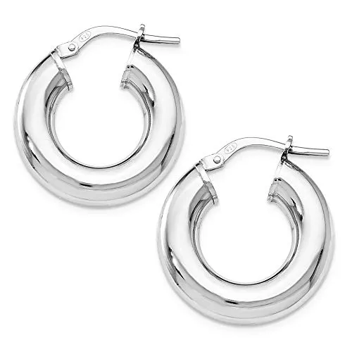 6mm x 25mm Bold Thick Shiny Hoop Earrings Silver  Hoop earrings  Women