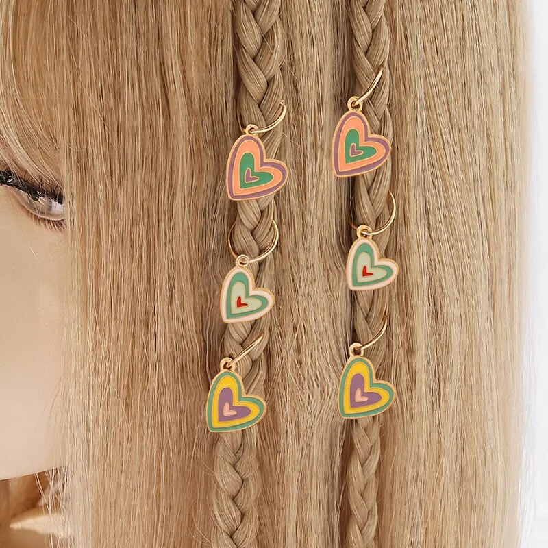 8 pcs/ Gold Pendant Hair Rings  Decorative Bead Braid Hair