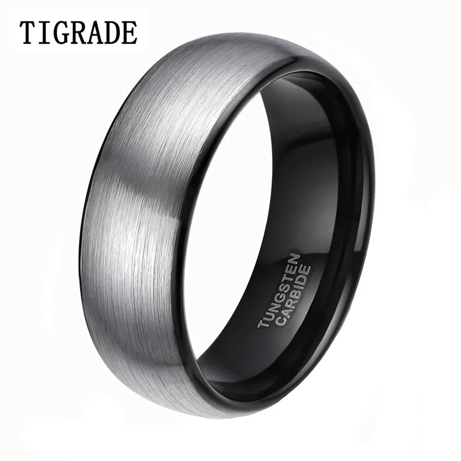 8mm Classic Brushed Men Tungsten Carbide Ring