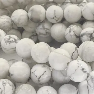 8mm Round Gemstone Beads -  White Howlite (10 Pack) is