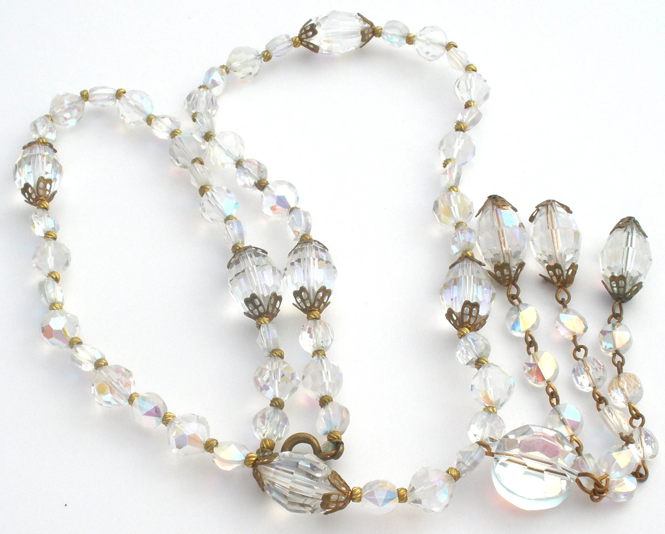 AB Crystal Bead Tassel Necklace Vintage