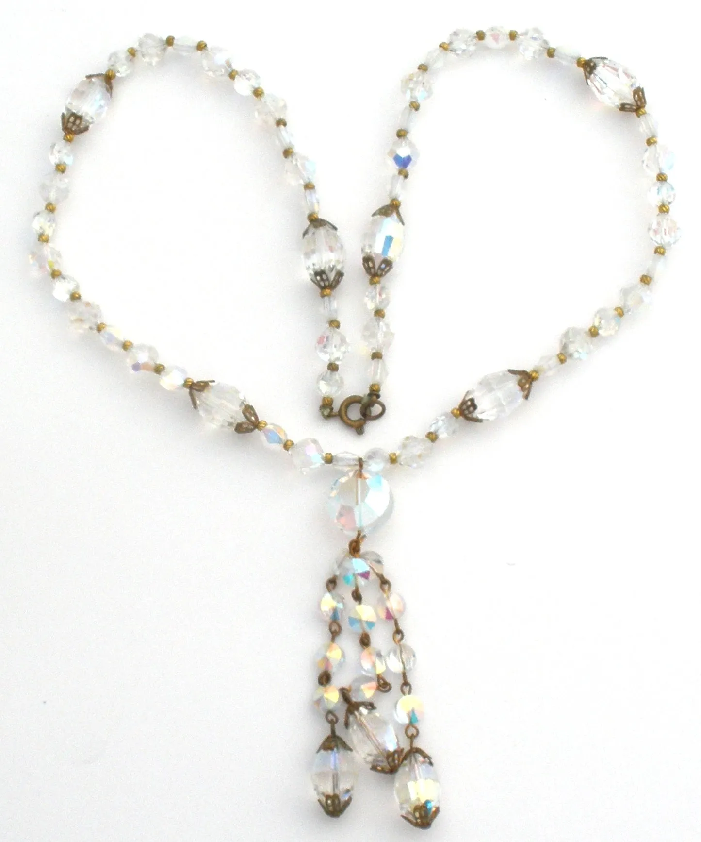 AB Crystal Bead Tassel Necklace Vintage