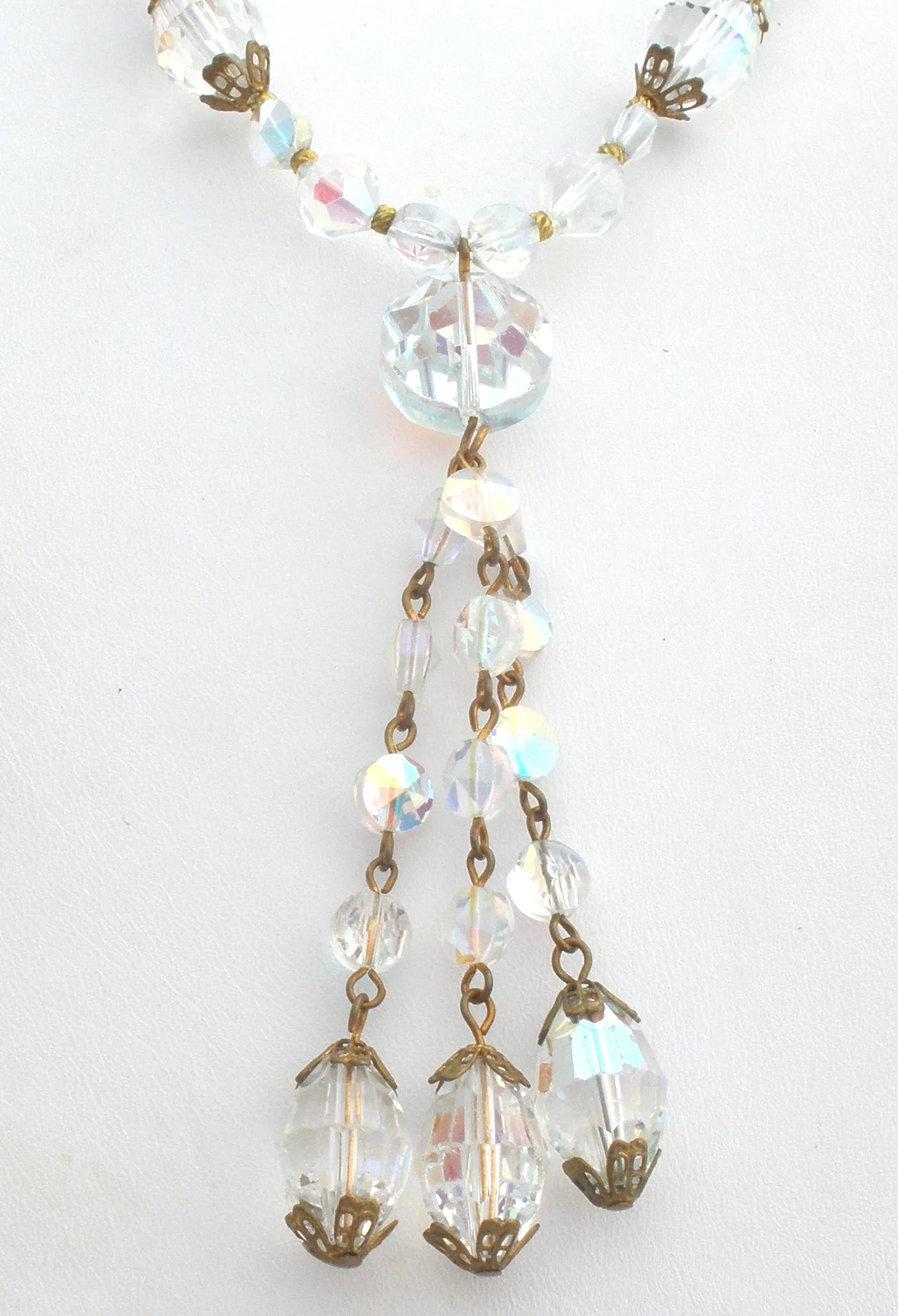 AB Crystal Bead Tassel Necklace Vintage