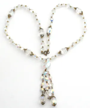 AB Crystal Bead Tassel Necklace Vintage