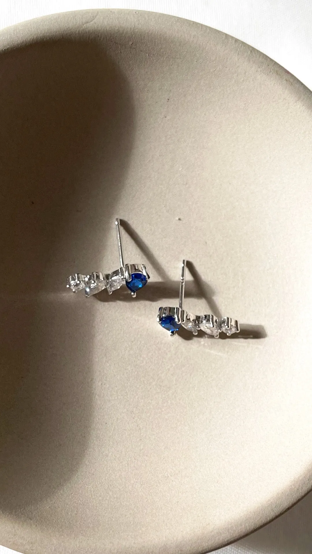 Abigail Sapphire Studs White Gold Plated